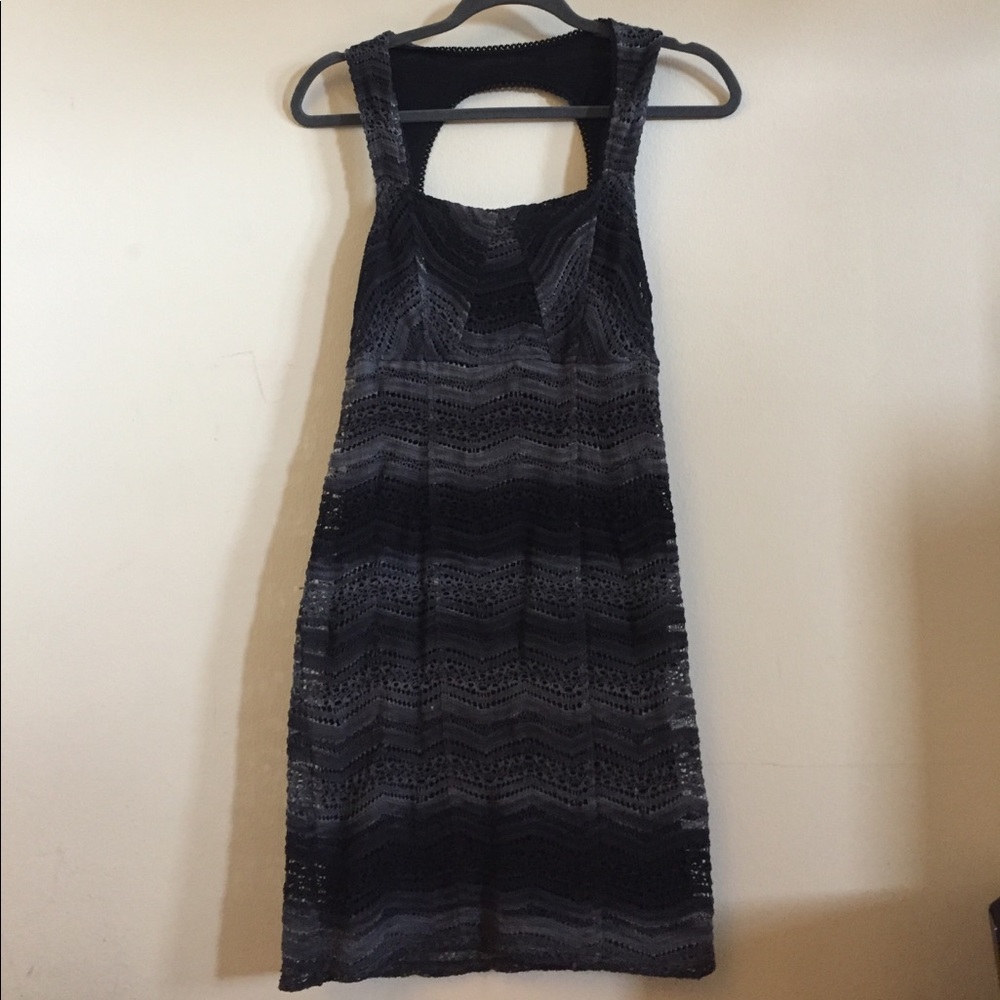 Free people gray and black cutout crochet dress