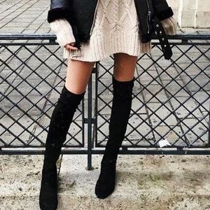 Over the knee black boots