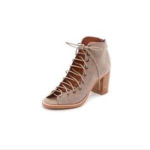 BRAND NEW BEIGE OPEN TOE LACE UP BOOTIES