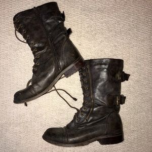 Brown combat boots