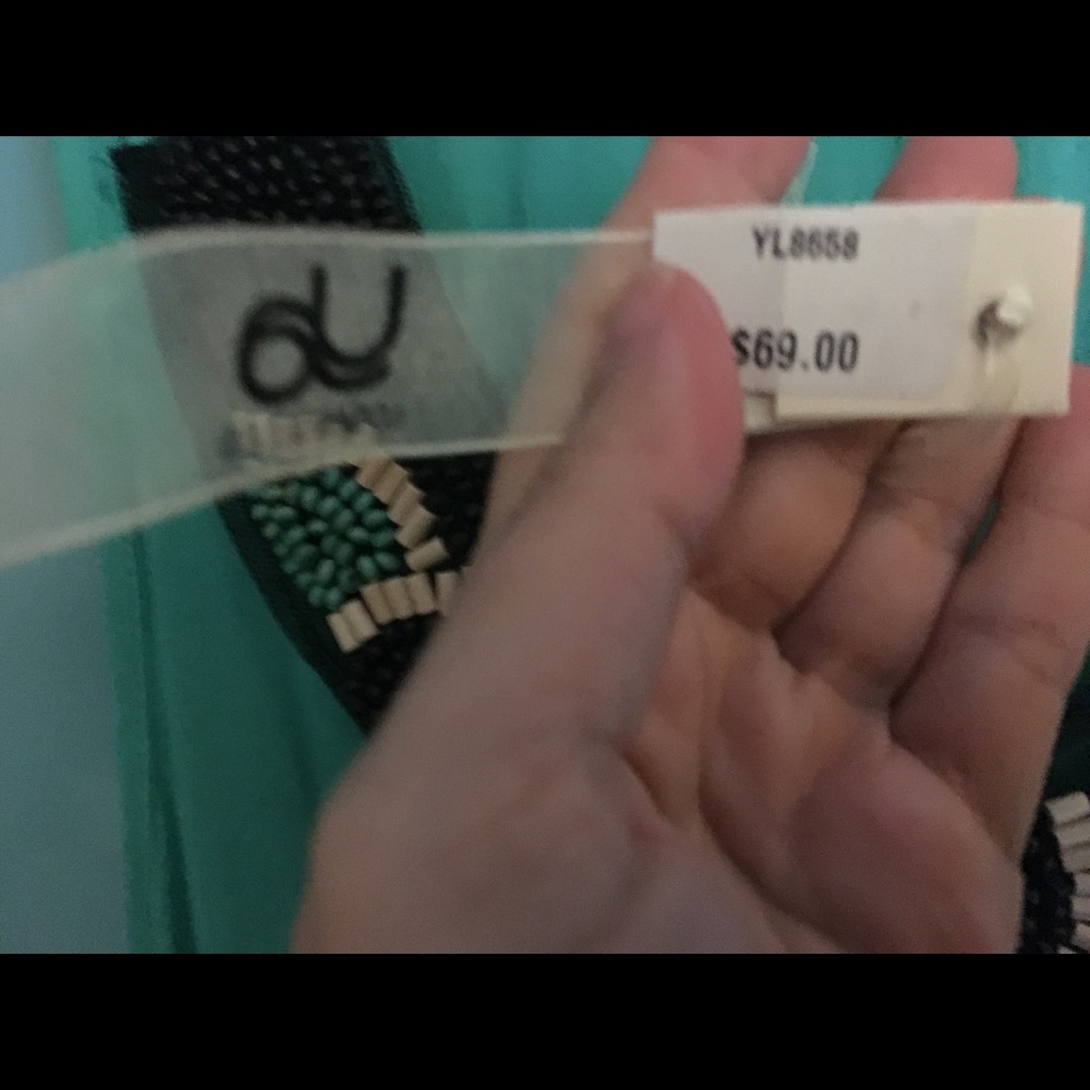 Ya NWT Beautiful Auqa Beaded Dress.