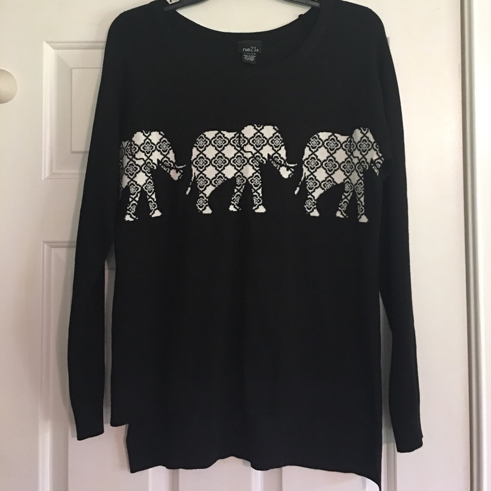 Juniors size large sweater with elephant design