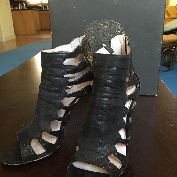Vince Camuto Lanai Black Glitter Heels - Picture 2 of 8