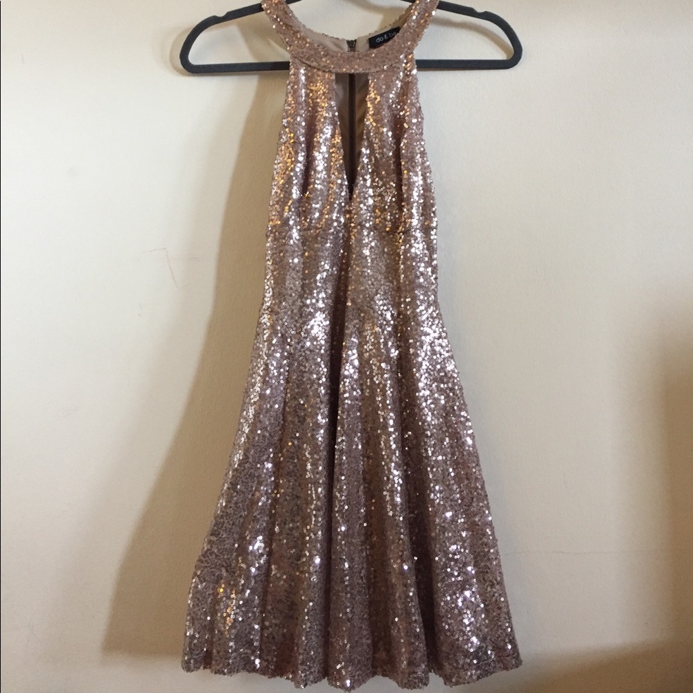 Gold sparkle cutout dress