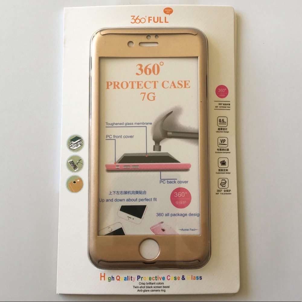 $8💋New Gold iPhone 7 - 8 360° Protection Case