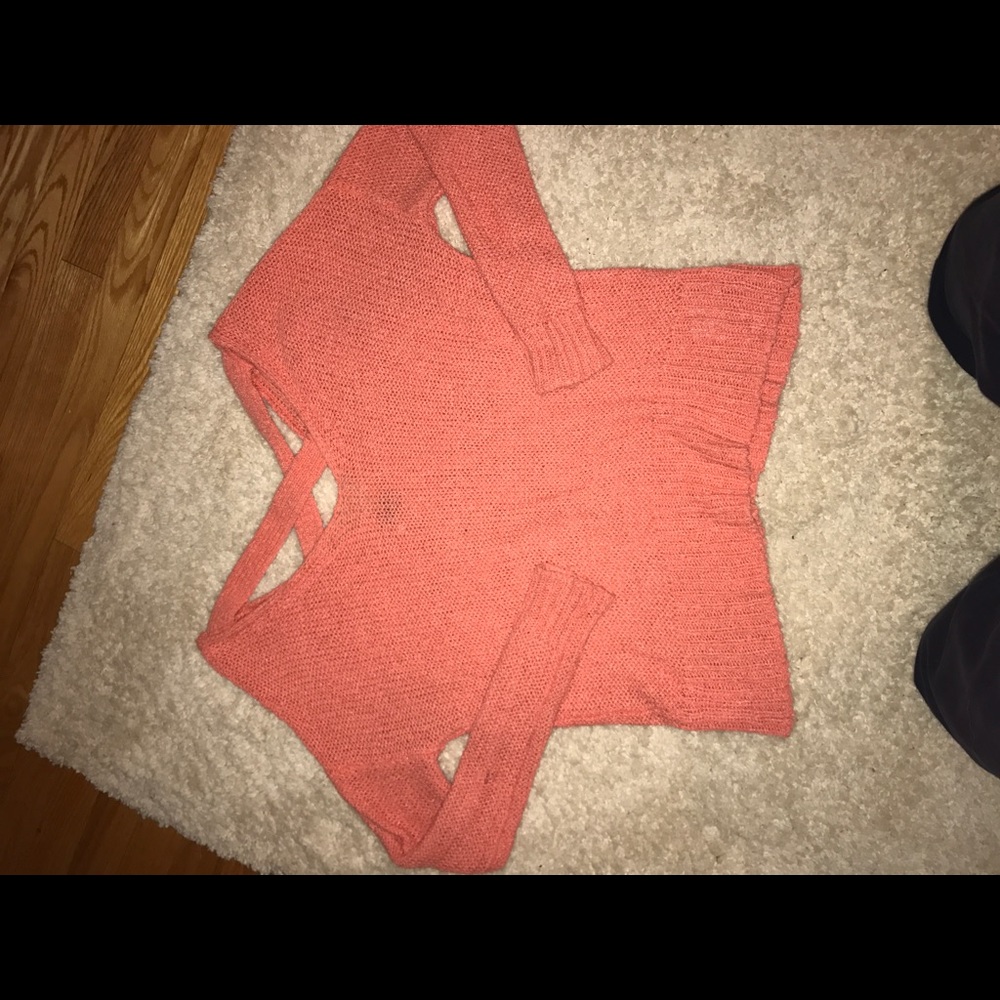 Peach crisscross back sweater