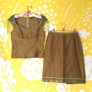 90s Betsey Johnson NY green silk top skirt dress