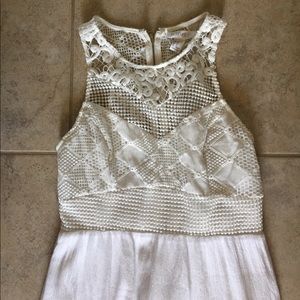 White dress with lace top