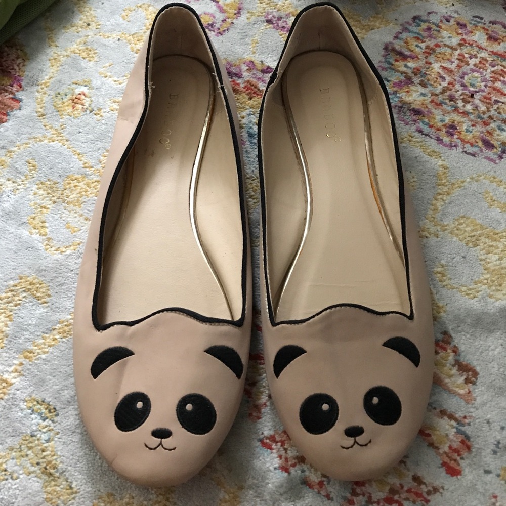 Cute panda flats! Size 9 worn once or twice
