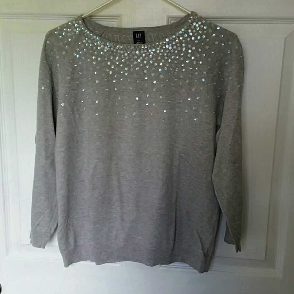Gray GAP sweater with sparkle accents