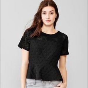 Gap Black Cotton Peplum Top