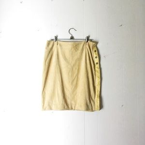 Missoni 1990s lemon yellow suede skirt size 12 L
