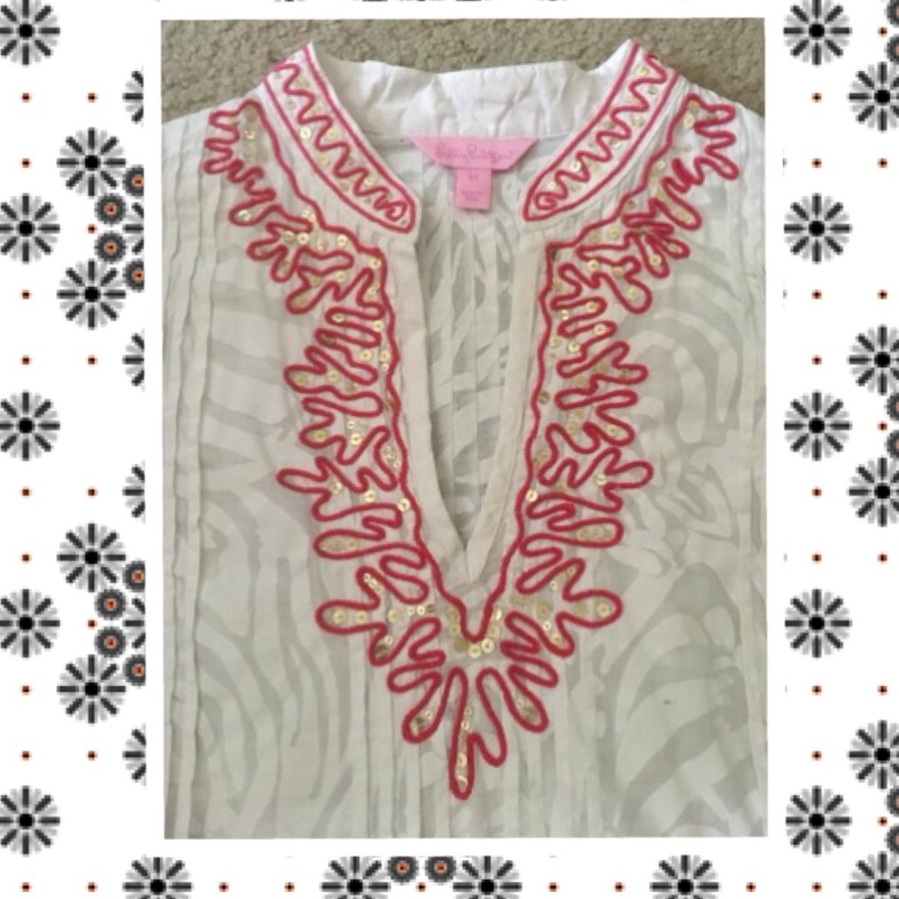 EUC - Lily Pulitzer Pink and White Tunic - Sz XS