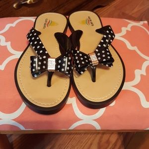 Polka dot flip flops