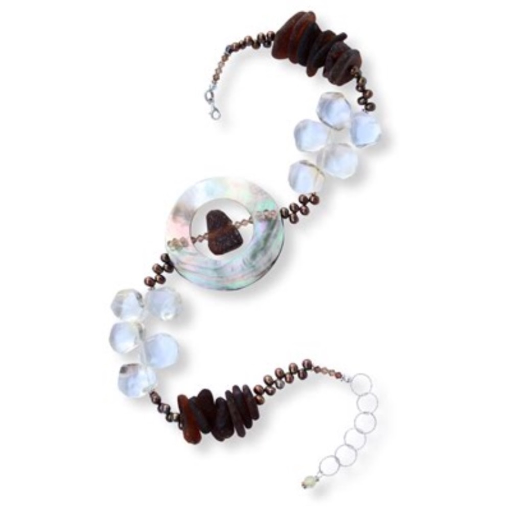 Sterling Silver Sea Glass and Citrine Necklace