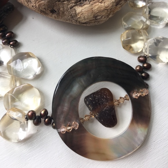 Sterling Silver Sea Glass and Citrine Necklace - Picture 3 of 8