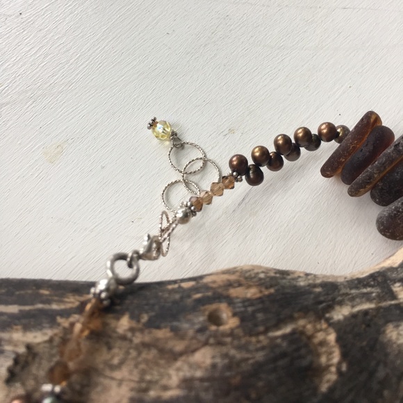Sterling Silver Sea Glass and Citrine Necklace - Picture 5 of 8