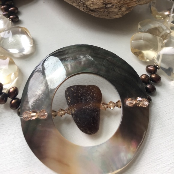 Sterling Silver Sea Glass and Citrine Necklace - Picture 6 of 8