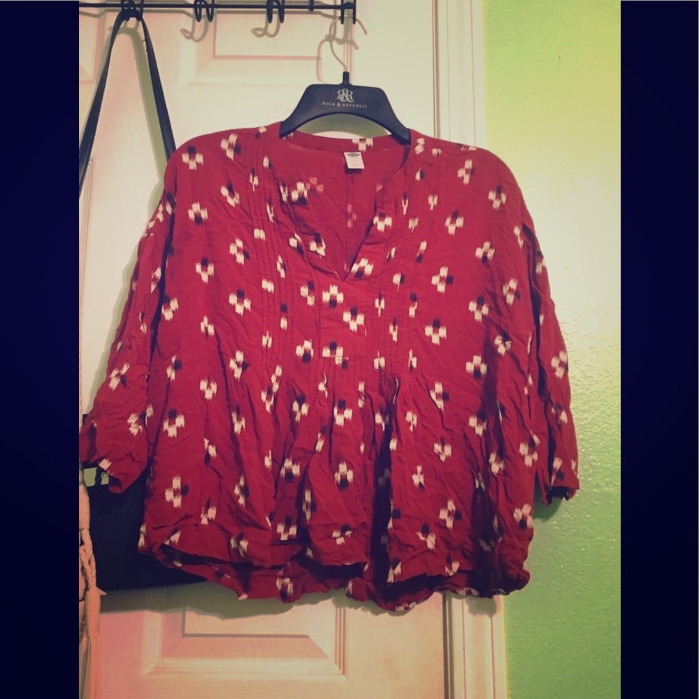 Red Flowy Blouse