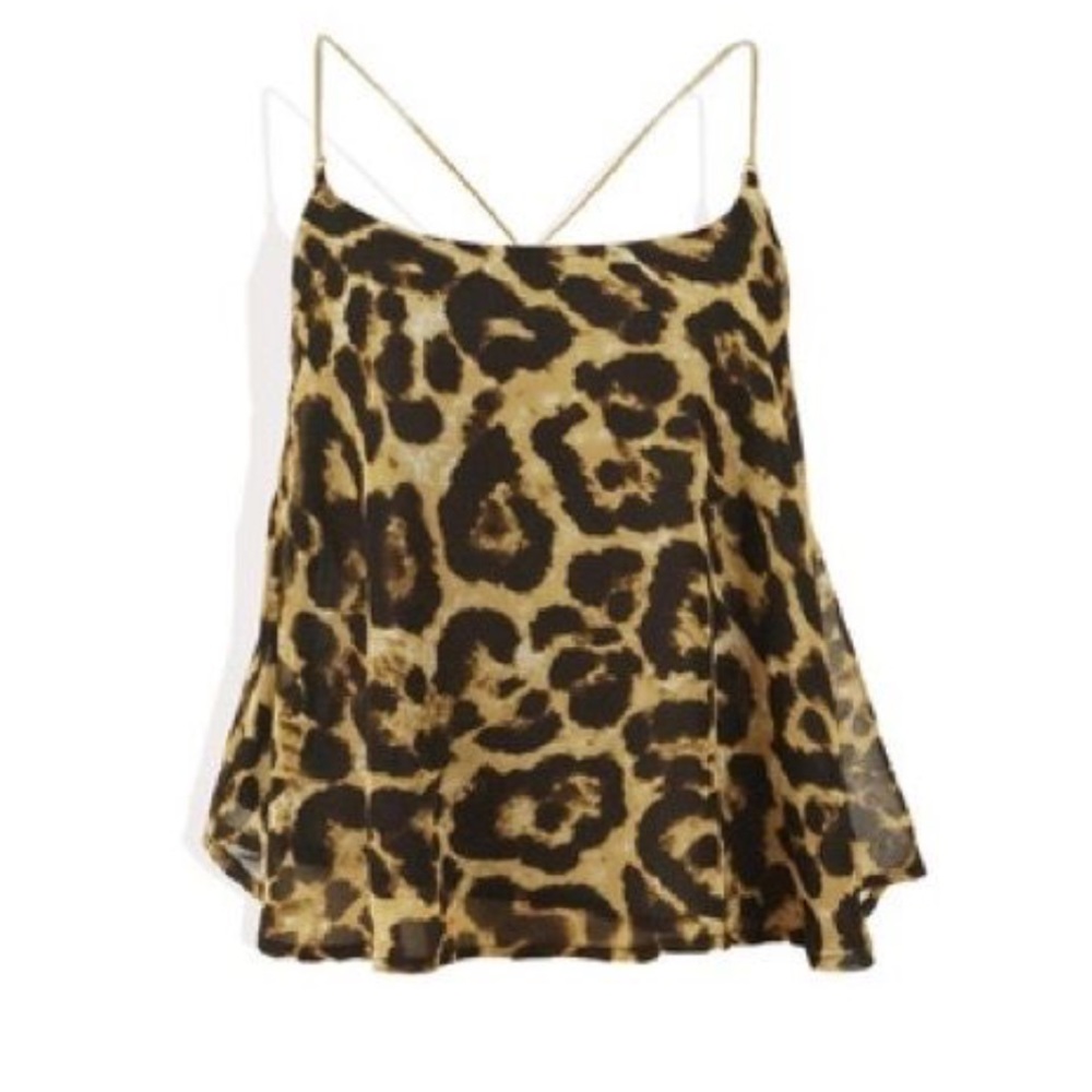 Banjul Navy Brown leopard Tank Top gold chain