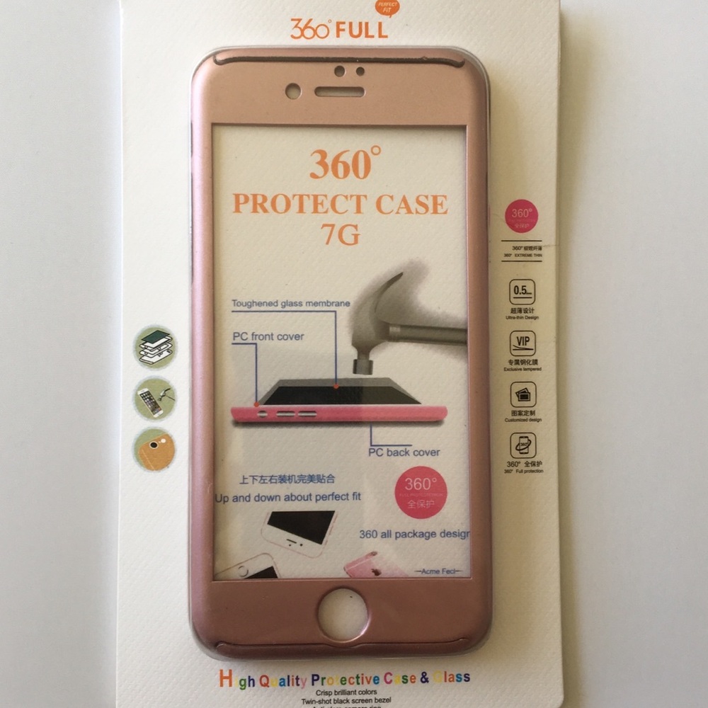 $8❤️New Rose Gold iPhone 7 - 360° Protection Case