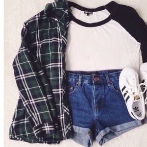 Light weight white, blues & greens flannel