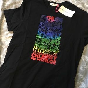 NWT See by Chloé rainbow logo graphic tee