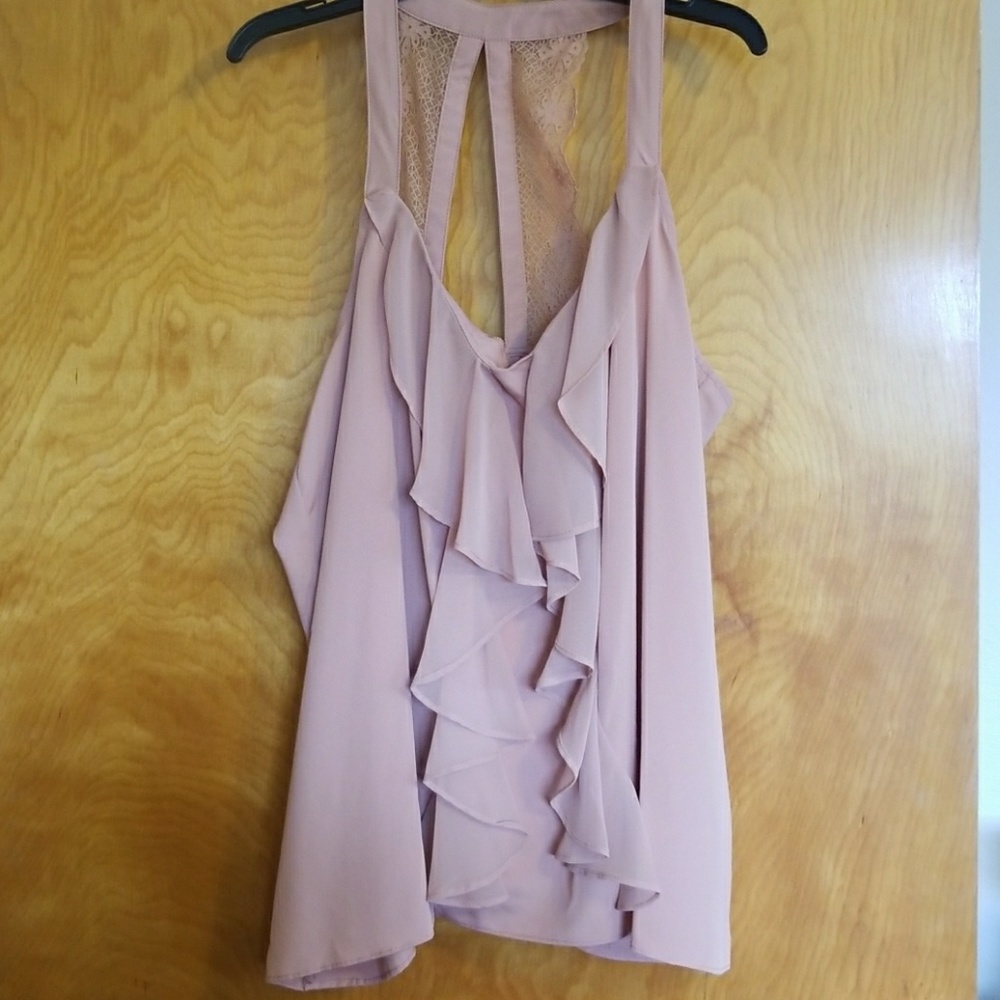 Blush ruffle tank