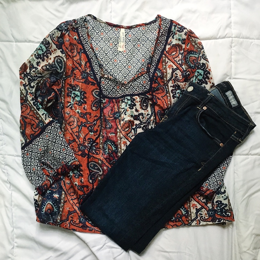 Paisley Peasant Top