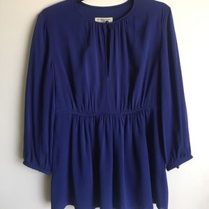 Burberry Beautiful Blue Silk Blouse 8 Runs Small