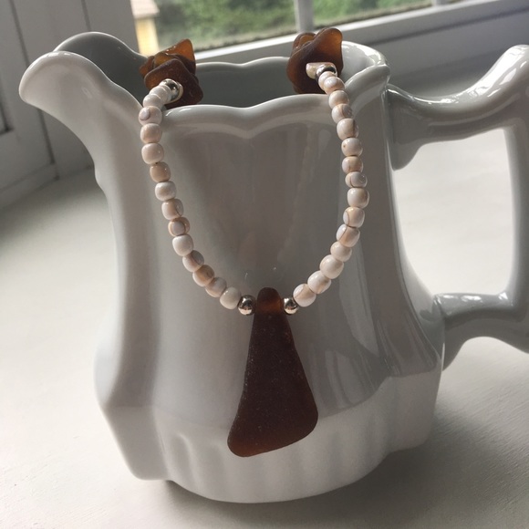 Sea Glass Shell Sterling Silver Necklace - Picture 5 of 8