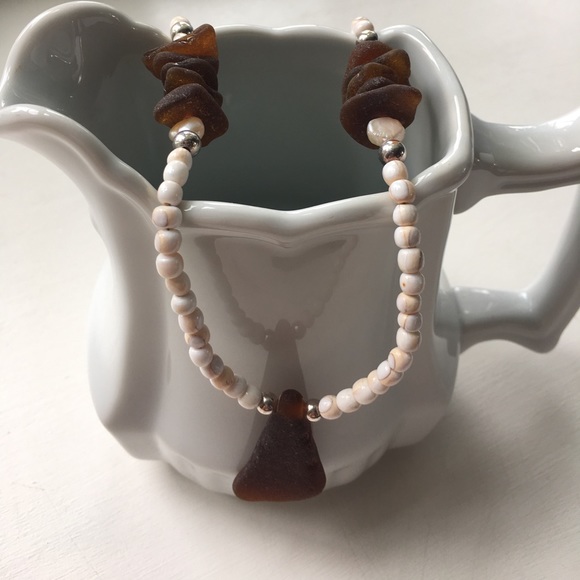 Sea Glass Shell Sterling Silver Necklace - Picture 6 of 8