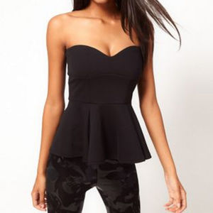 ASOS Strapless Top with Extreme Peplum - Black