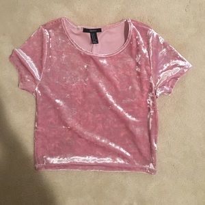 Pink velvet crop top
