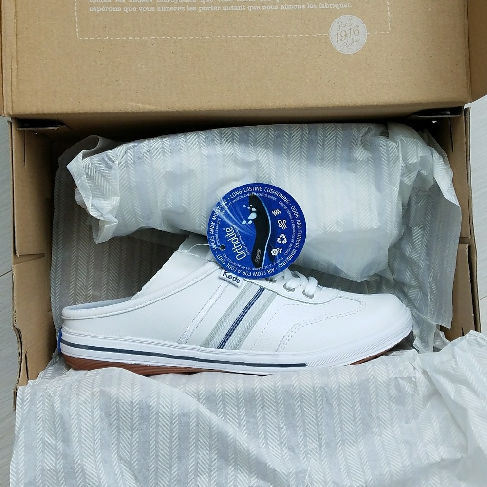 Keds White Leather Virtue Mule Sneakers