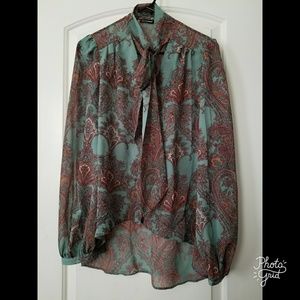 Paisley Pattern Pussy Bow Blouse