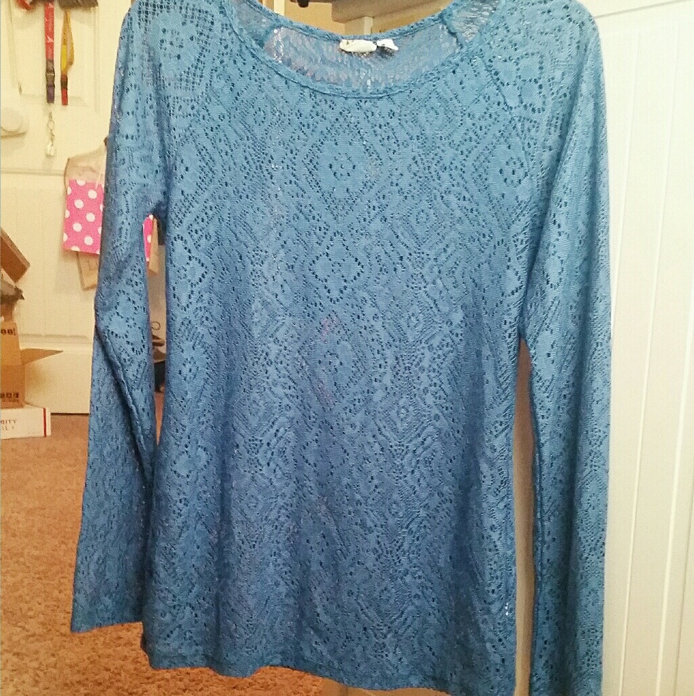 A blue lace overlay shirt