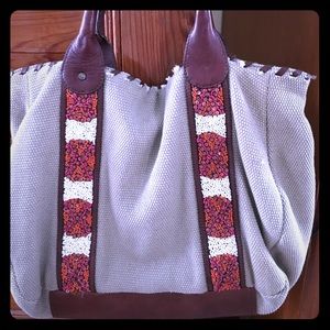 Holding Horses (Anthro) leather/canvas beaded bag