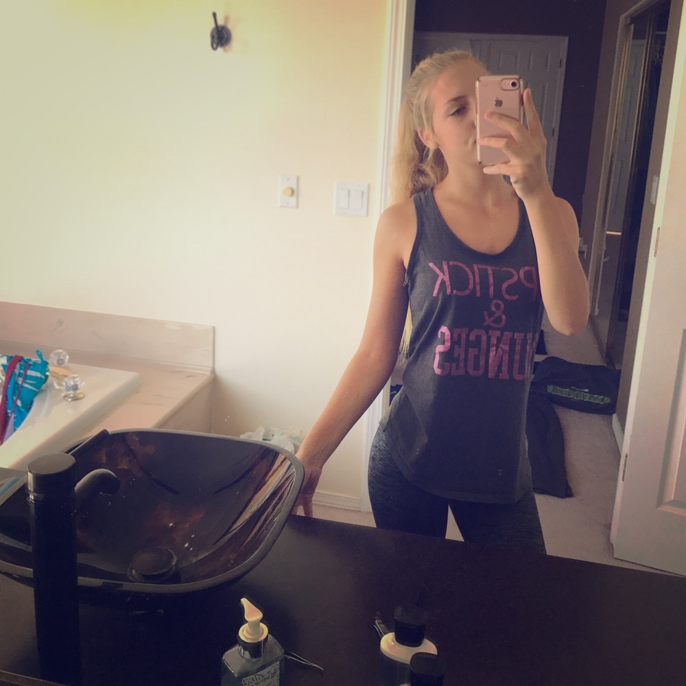 Work out shirt "lipstick and lunges"