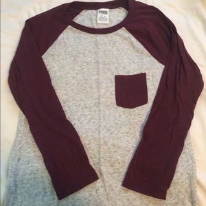 Victoria Secret PINK burgundy raglan top