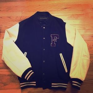French Connection Leather Letterman Jacket