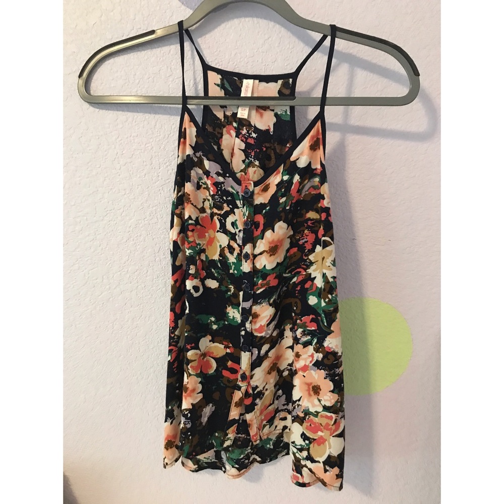 Floral button down tank top