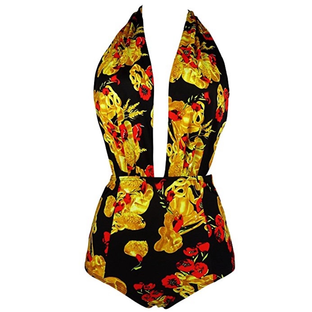 🎁Gold, Red and Black One Piece Swimsuit🖤