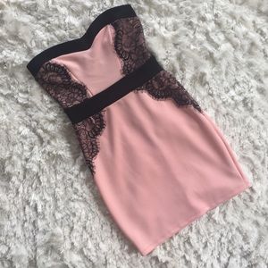 FINAL PRICE DROP Strapless Black Lace Pink Dress