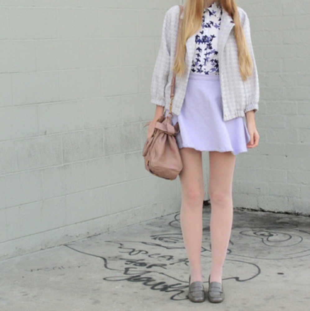 American Apparel Purple Denim Circle Mini Skirt