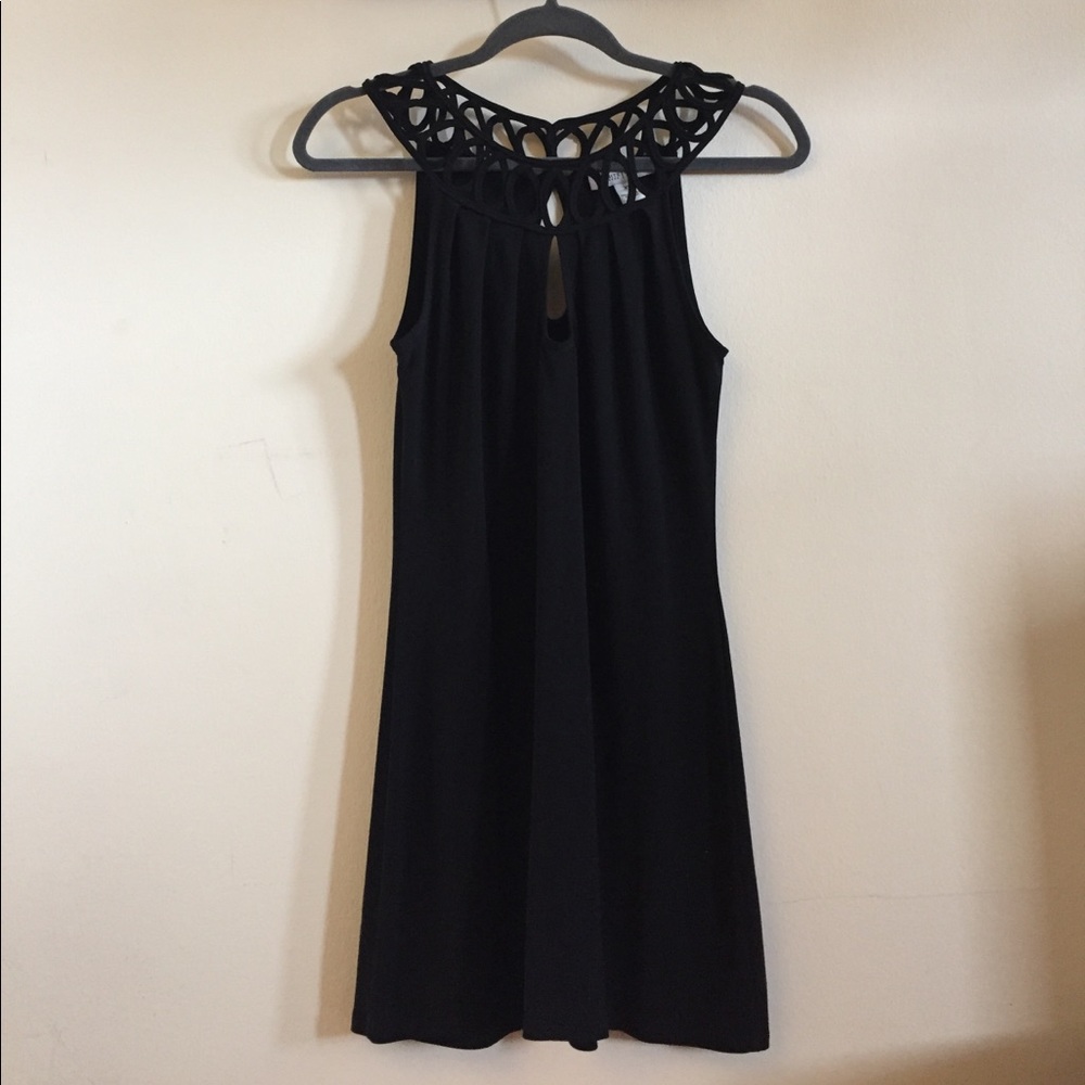 Black shift with detailed halter neck