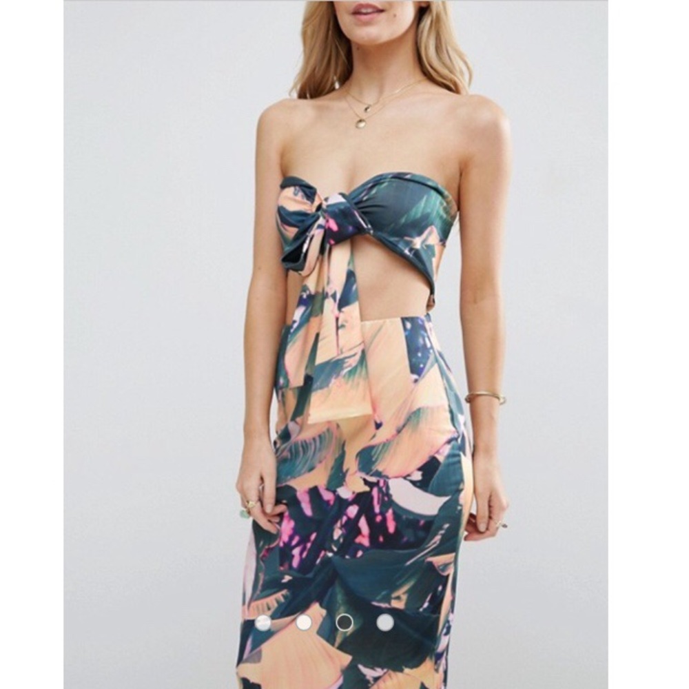 ASOS Bandeau Tropical Midi Dress Size Tall 0