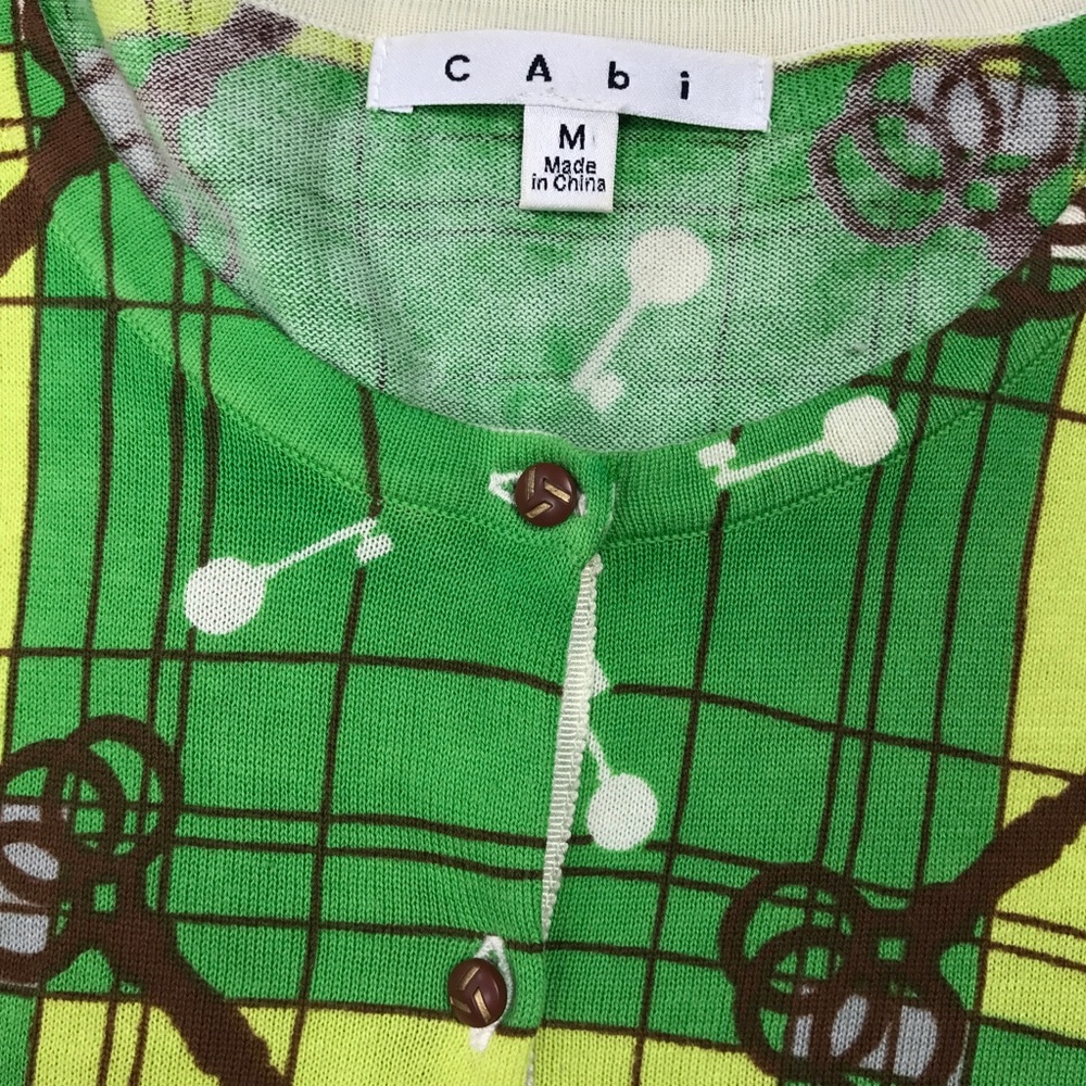 SOLD CAbi Lime Chocolate Antique Key Knit 3/4 Card - Picture 4 of 5