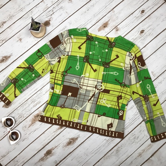 SOLD CAbi Lime Chocolate Antique Key Knit 3/4 Card - Picture 5 of 5