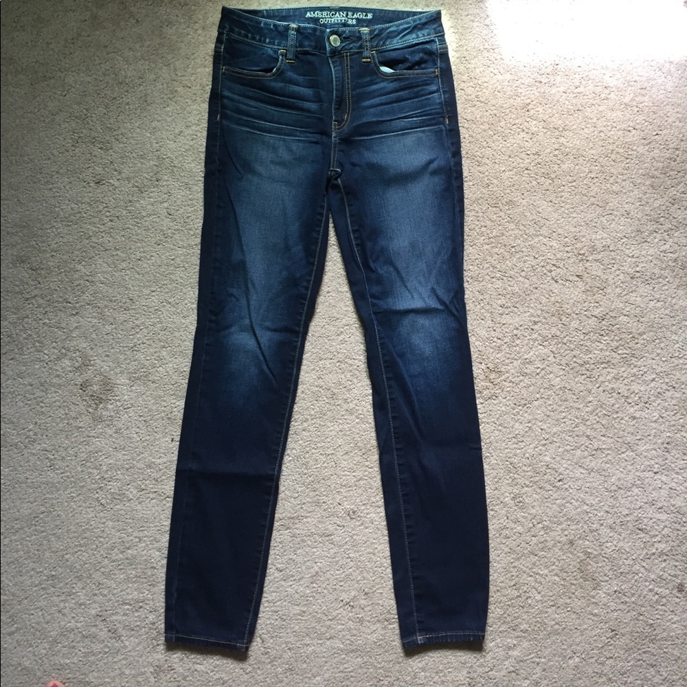 American Eagle high rise dark wash jeans